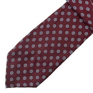 ROBERT TALBOTT Men's Geometric Floral Neck Tie • 100% Silk • Maroon, navy, white
